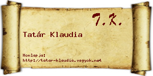 Tatár Klaudia névjegykártya